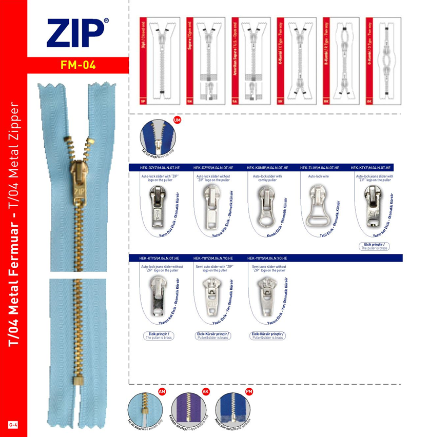 T/4 Metal Zipper